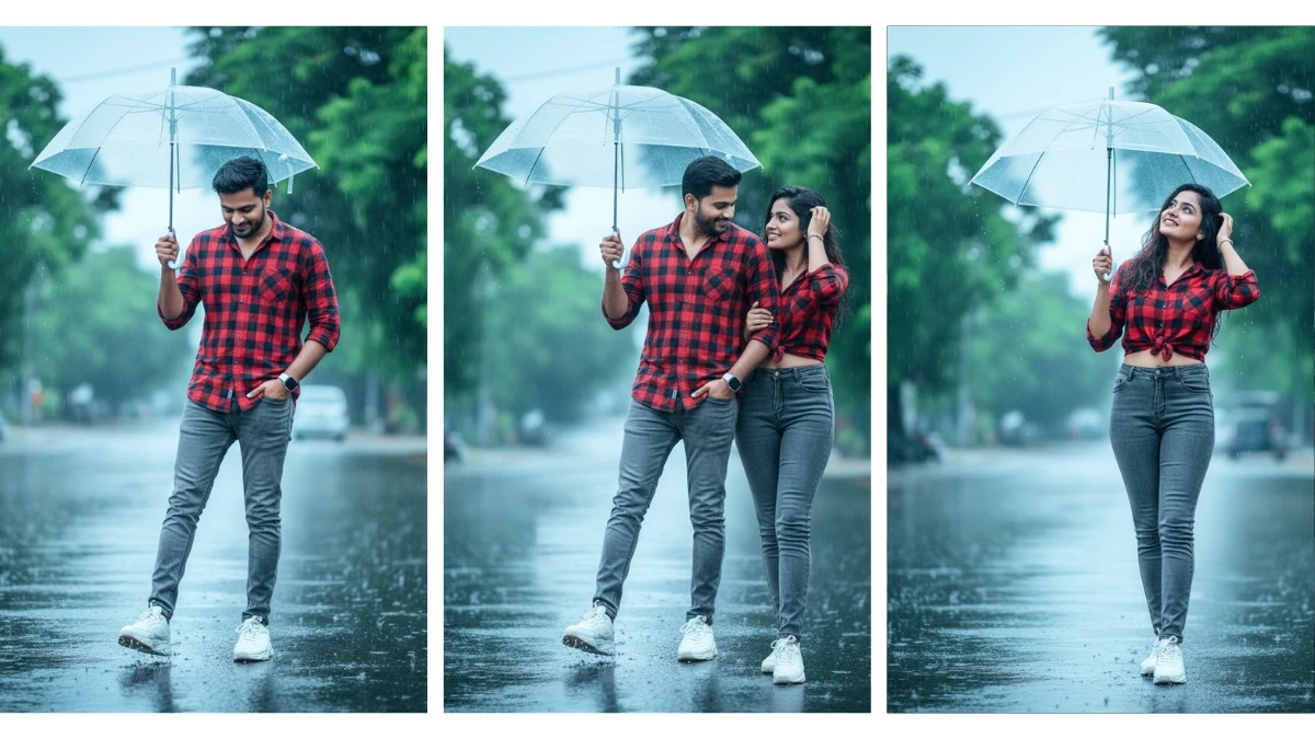 3 Gemini AI Rainy Photo Editing Prompts Copy-Paste for Men, Women & Couples
