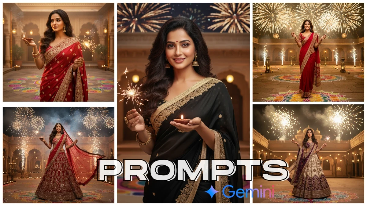 50 Gemini AI Retro Photo Editing Prompts for Diwali (Girls): Create 90s-Inspired Cinematic AI Portraits