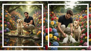 10 Heartwarming Qwen AI Photo Editing Prompts to Create Beautiful Garden Portraits with Cute Pets