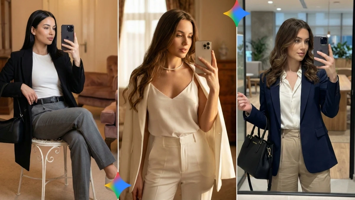 10 Unique Google Gemini AI Photo Editing Prompts for Ultra-Realistic Formal Mirror Selfie Portraits for Girls