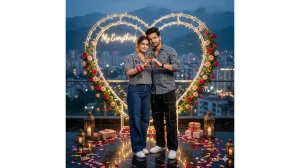 10 Google Gemini AI Photo Editing Prompts for Couples to Create Cinematic, Ultra-Realistic Heart-Frame Love Portraits image
