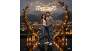 10 Google Gemini AI Photo Editing Prompts for Couples to Create Cinematic, Ultra-Realistic Heart-Frame Love Portraits image